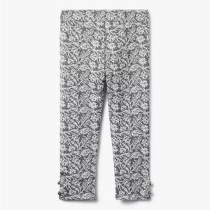 New with tags Janie and Jack floral jacquard button cuff gray white legging pant